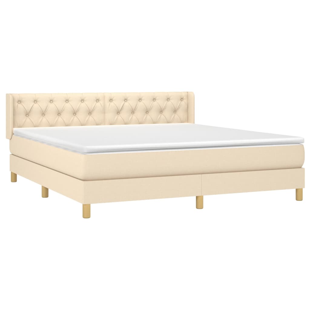 Κρεβάτι Boxspring με Στρώμα Κρεμ 160x200 εκ. Υφασμάτινο