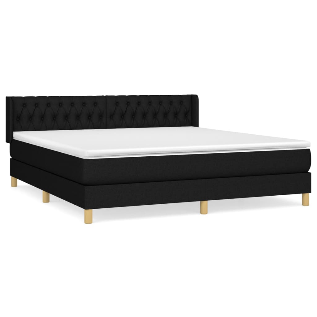 Κρεβάτι Boxspring με Στρώμα Μαύρο 180x200 εκ. Υφασμάτινο