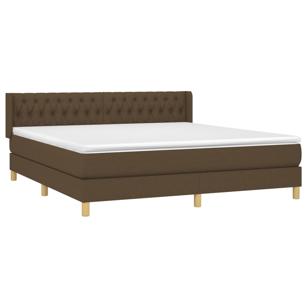 Κρεβάτι Boxspring με Στρώμα Σκούρο Καφέ 180x200 εκ Υφασμάτινο - Pakobazaar