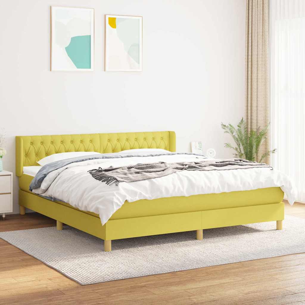 Κρεβάτι Boxspring με Στρώμα Πράσινο 180x200 εκ.Υφασμάτινο