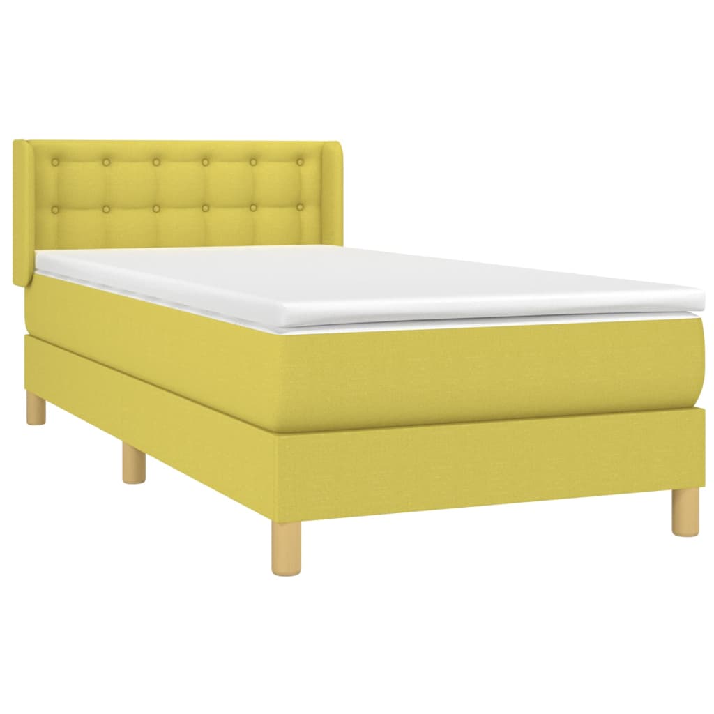 Κρεβάτι Boxspring με Στρώμα Πράσινο 90x190 εκ.Υφασμάτινο