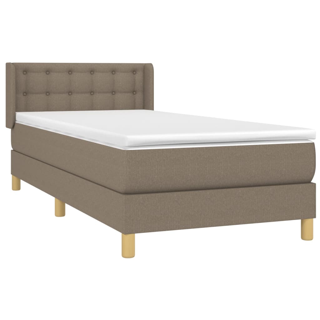 Κρεβάτι Boxspring με Στρώμα Taupe 90x200 εκ. Υφασμάτινο