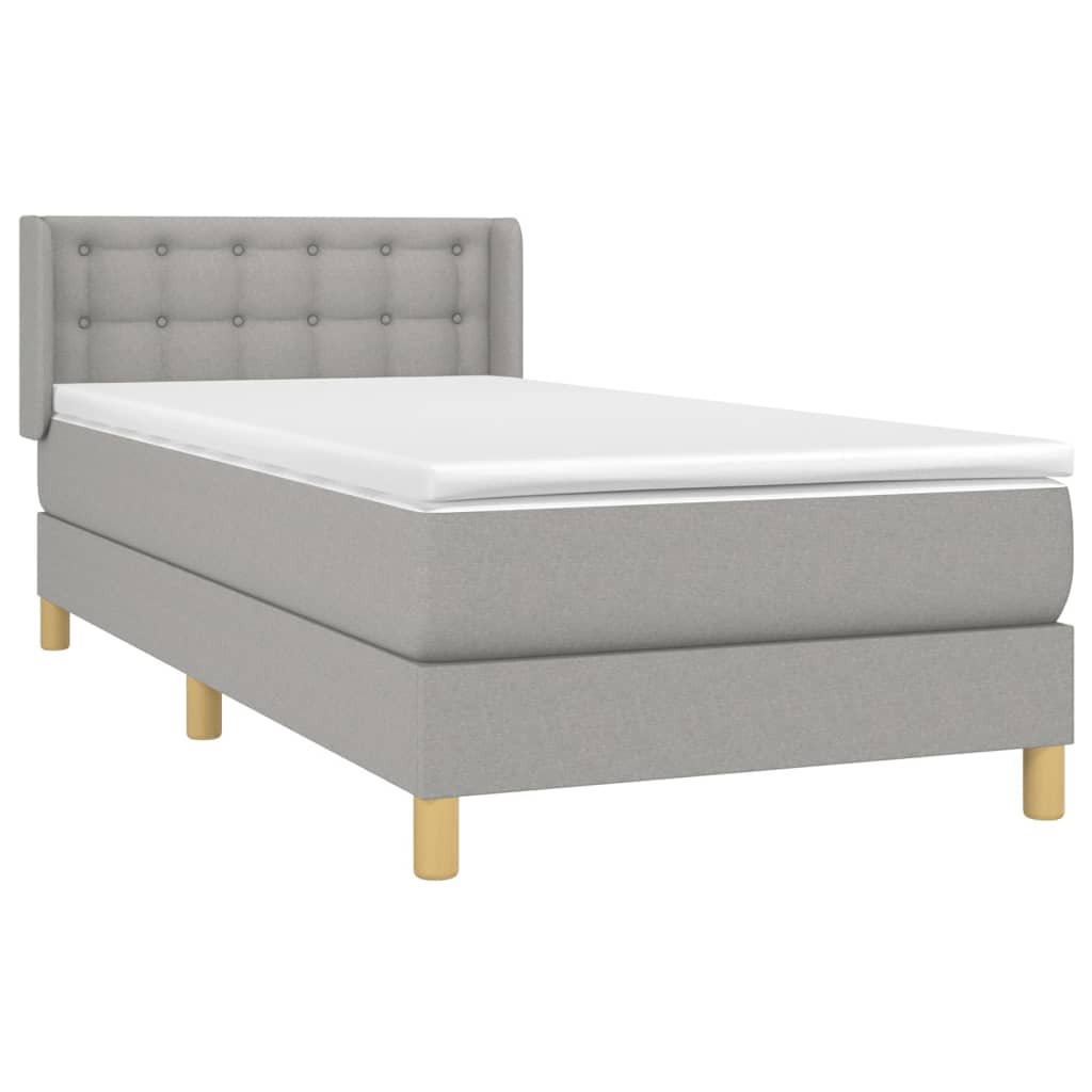 Κρεβάτι Boxspring με Στρώμα Ανοιχτό Γκρι 100x200 εκ. Υφασμάτινο - Pakobazaar