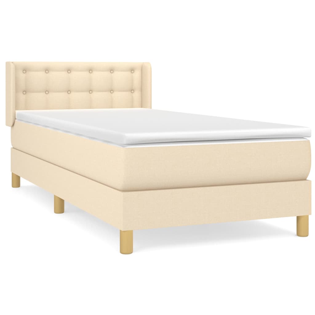 Κρεβάτι Boxspring με Στρώμα Κρεμ 100 x 200 εκ. Υφασμάτινο