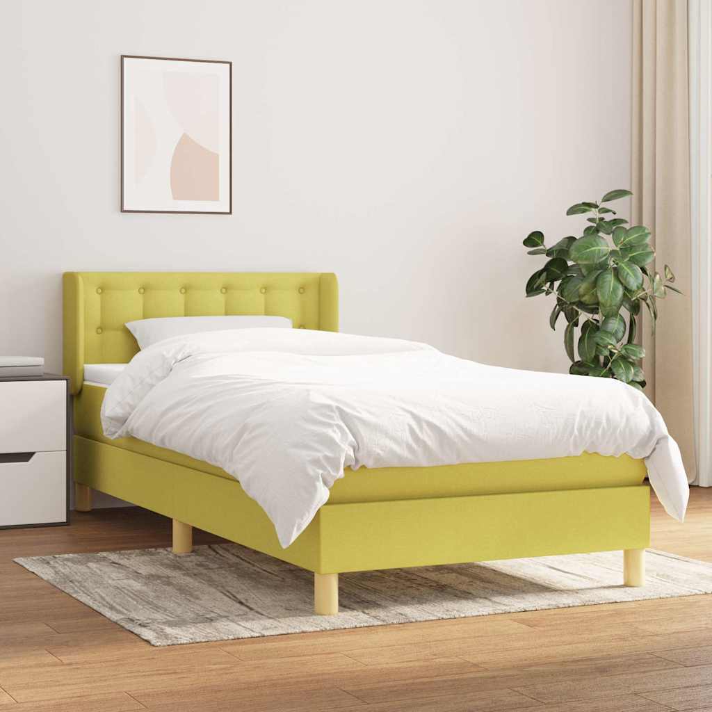 Κρεβάτι Boxspring με Στρώμα Πράσινο 100 x 200 εκ. Υφασμάτινο