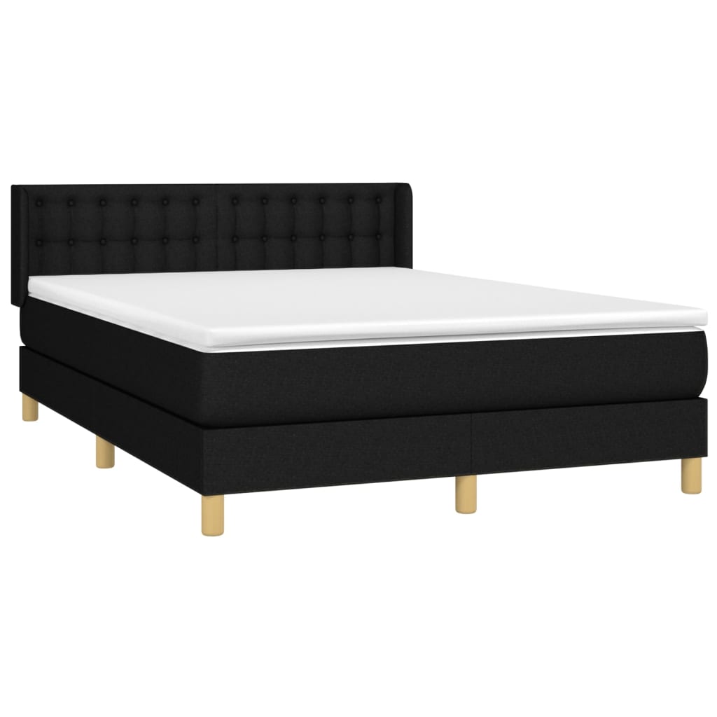 Κρεβάτι Boxspring με Στρώμα Μαύρο 140x190 εκ. Υφασμάτινο