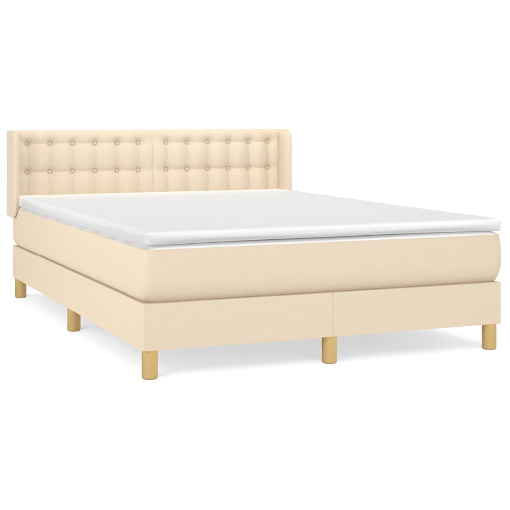Κρεβάτι Boxspring με Στρώμα Κρεμ 140x190 εκ. Υφασμάτινο - Pakobazaar