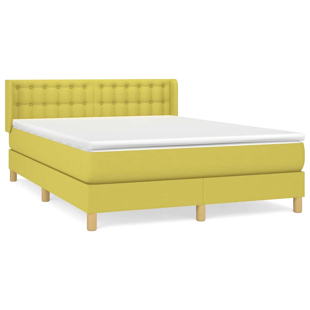 Κρεβάτι Boxspring με Στρώμα Πράσινο 140x190 εκ. Υφασμάτινο