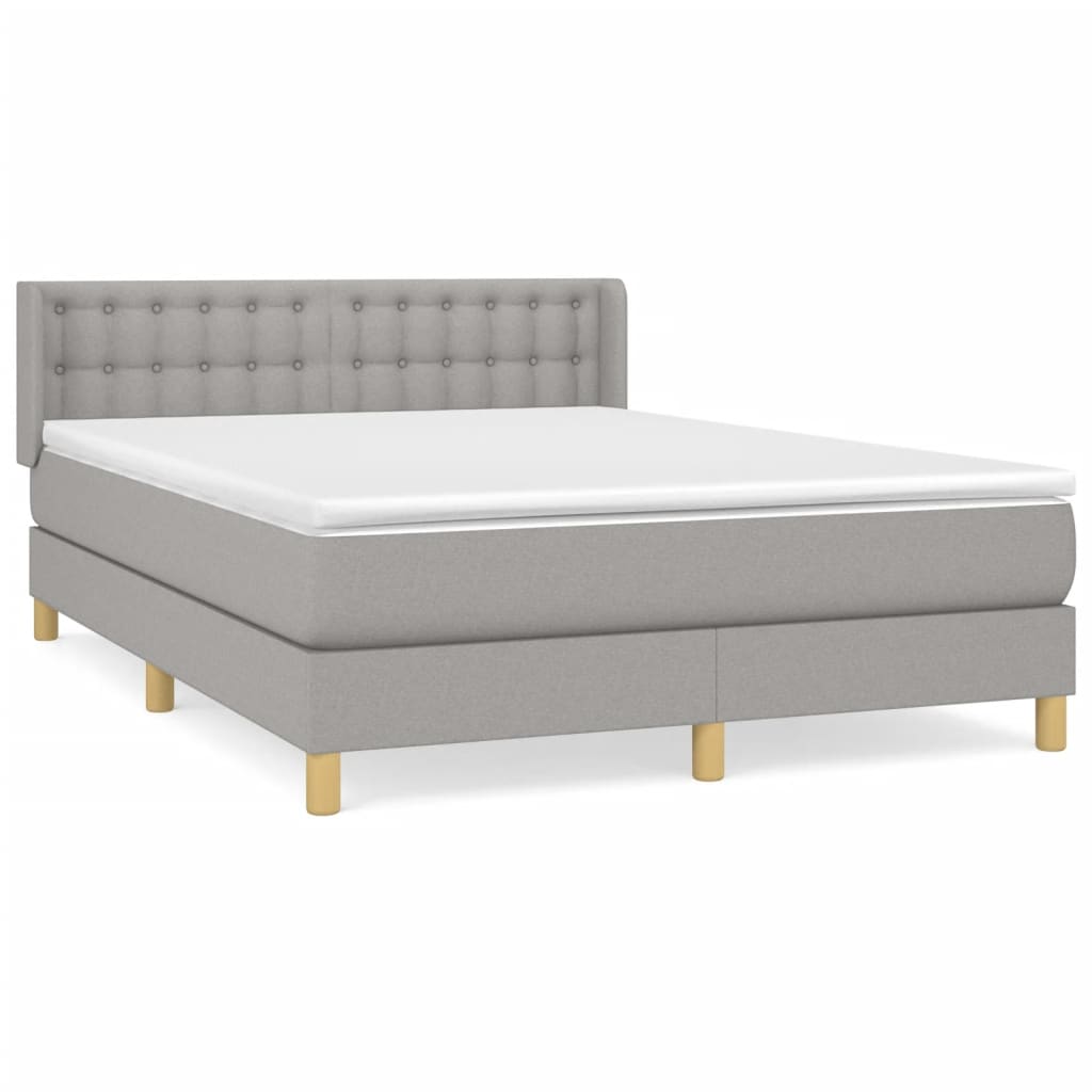 Κρεβάτι Boxspring με Στρώμα Ανοιχτό Γκρι 140x200 εκ. Υφασμάτινο - Pakobazaar
