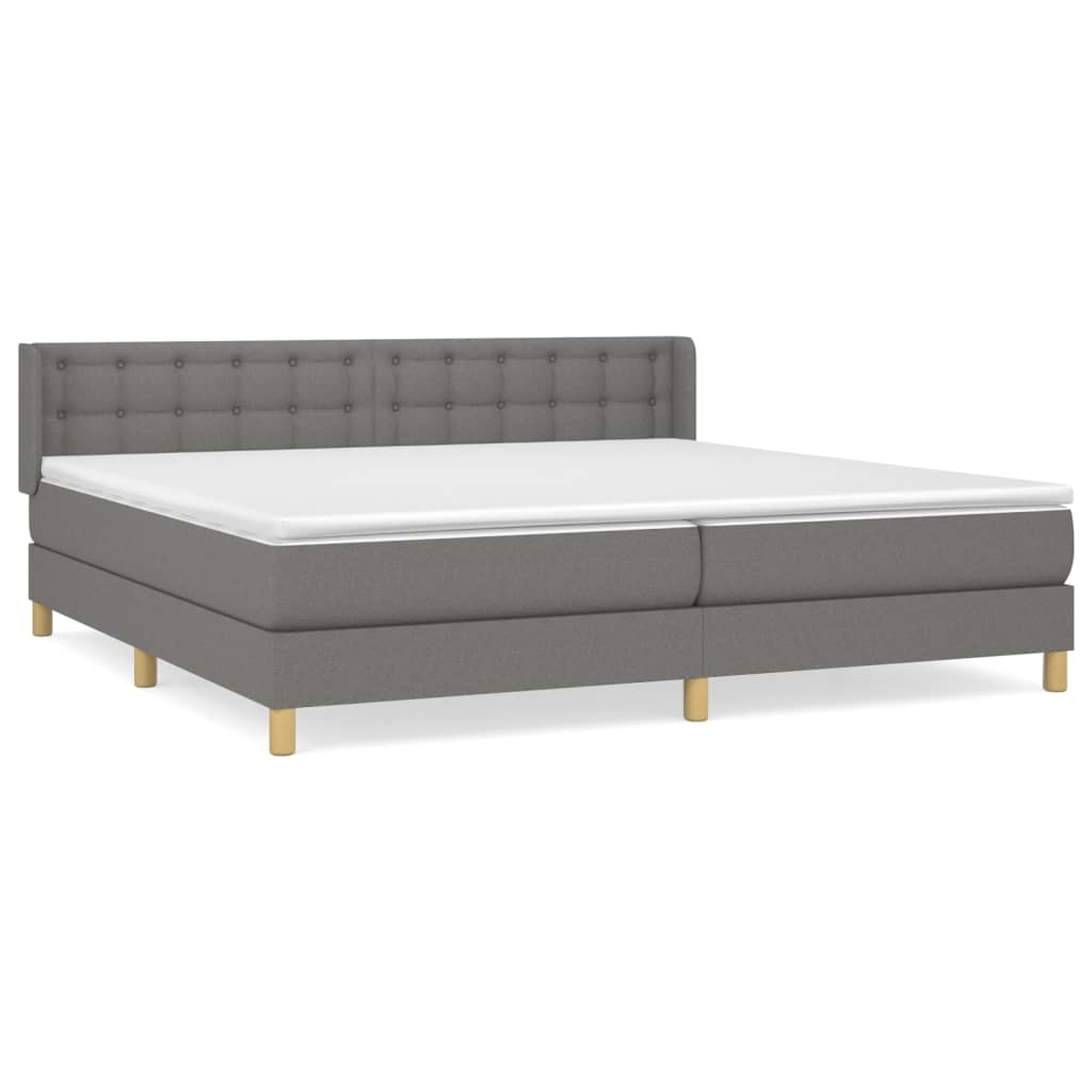 Κρεβάτι Boxspring με Στρώμα Σκούρο Γκρι 160x200 εκ Υφασμάτινο - Pakobazaar