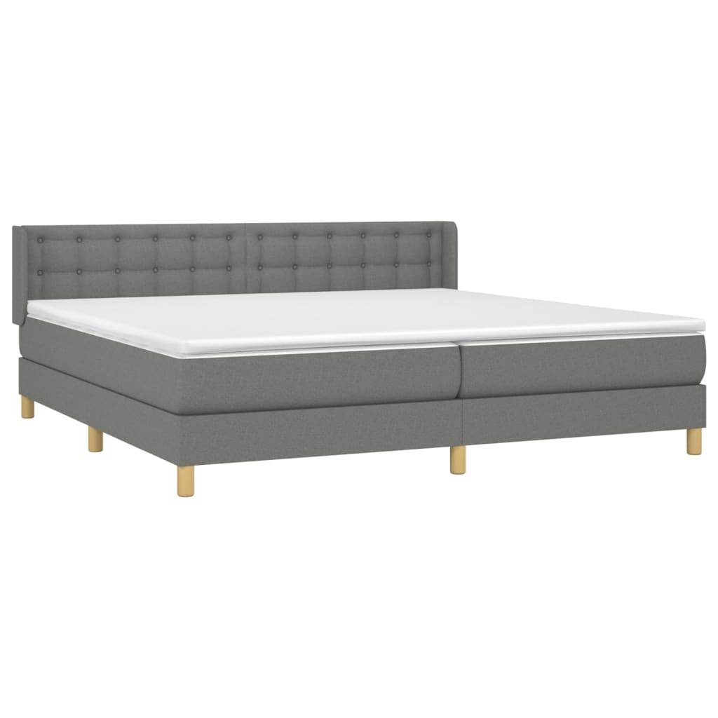 Κρεβάτι Boxspring με Στρώμα Σκούρο Γκρι 160x200 εκ Υφασμάτινο - Pakobazaar