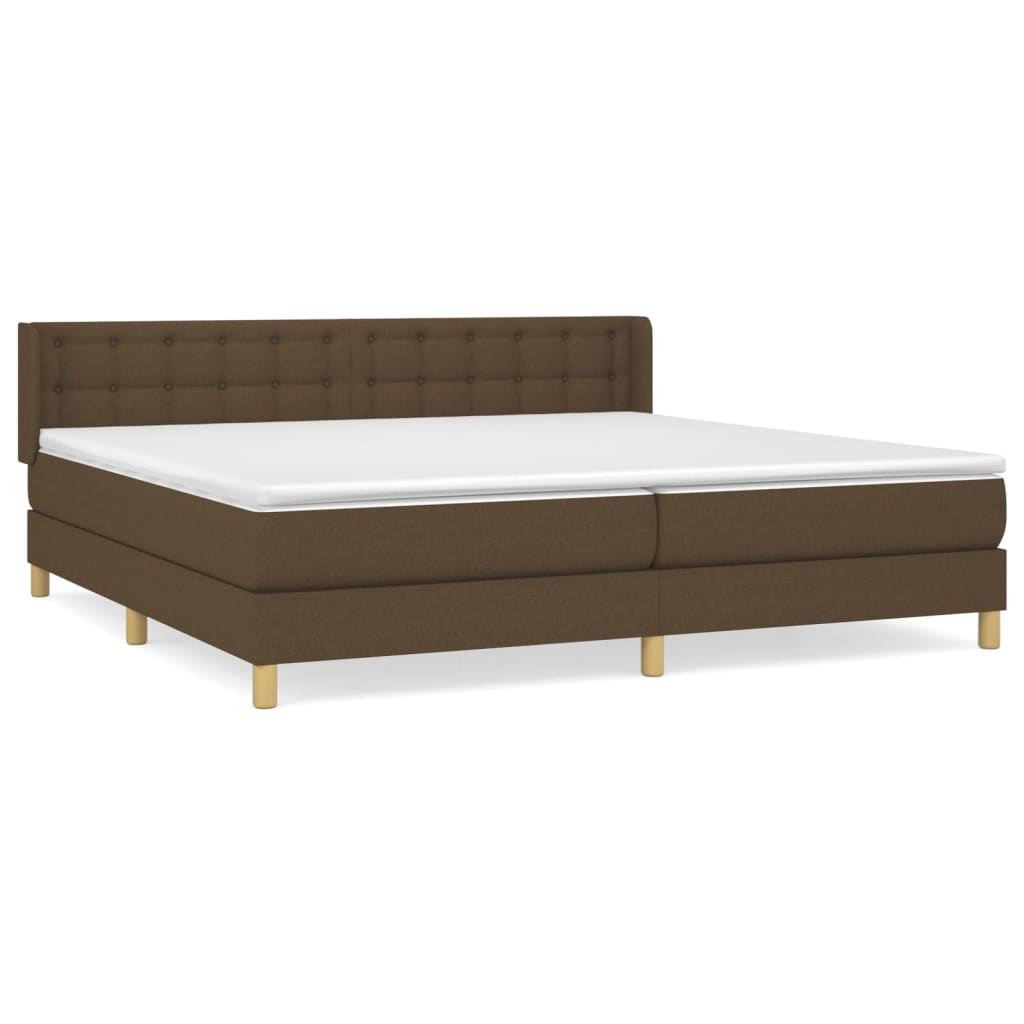 Κρεβάτι Boxspring με Στρώμα Σκούρο Καφέ 160x200 εκ Υφασμάτινο - Pakobazaar