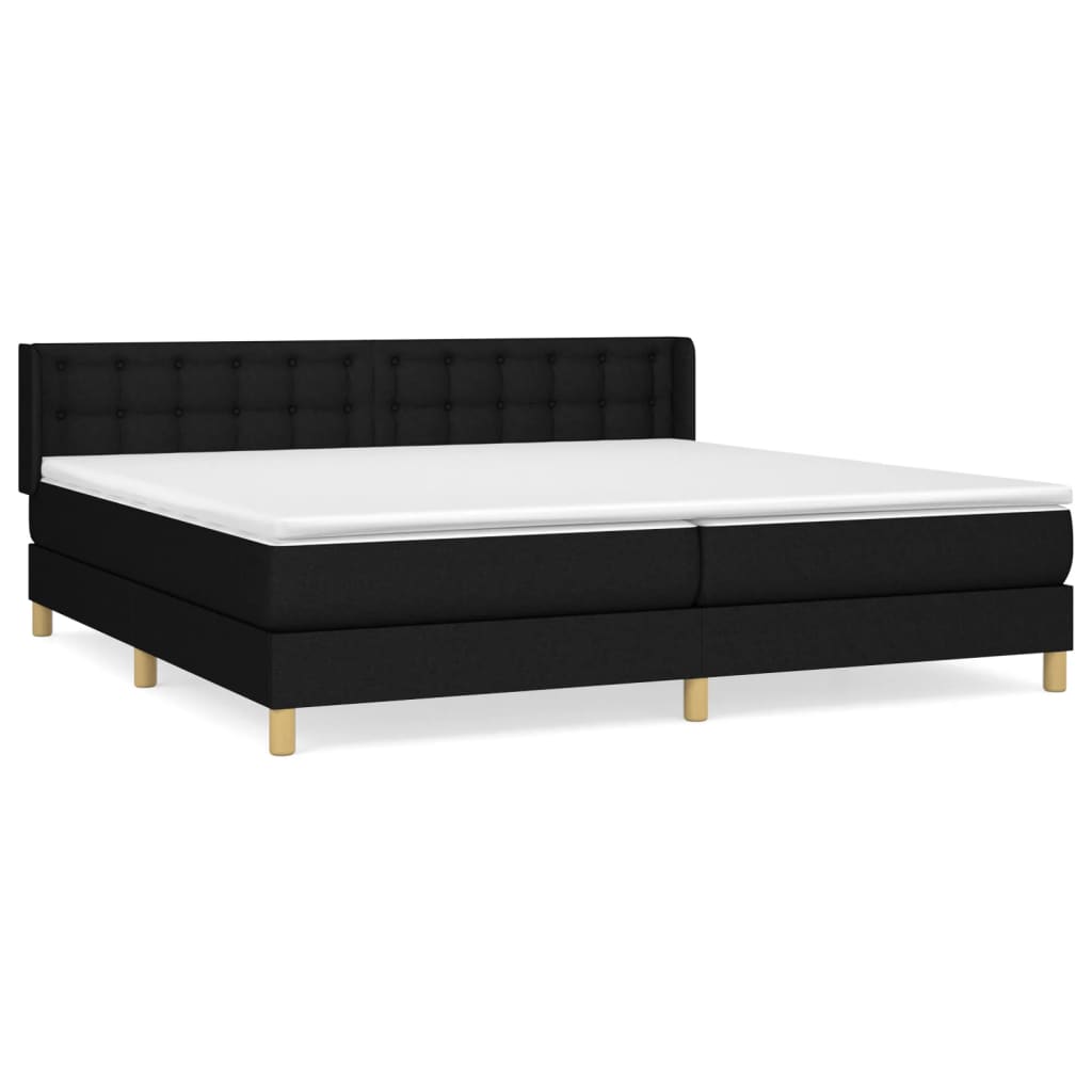 Κρεβάτι Boxspring με Στρώμα Μαύρο 180x200 εκ. Υφασμάτινο