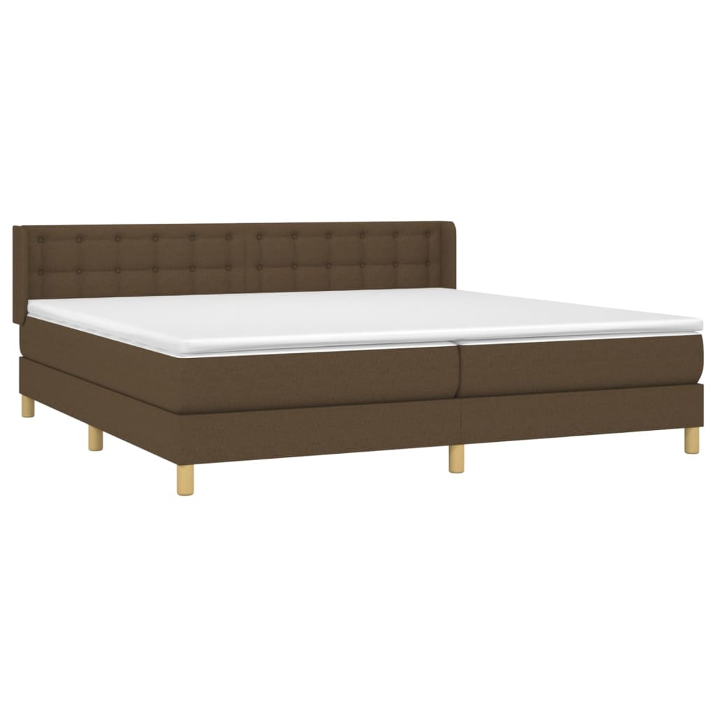 Κρεβάτι Boxspring με Στρώμα Σκούρο Καφέ 180x200 εκ Υφασμάτινο