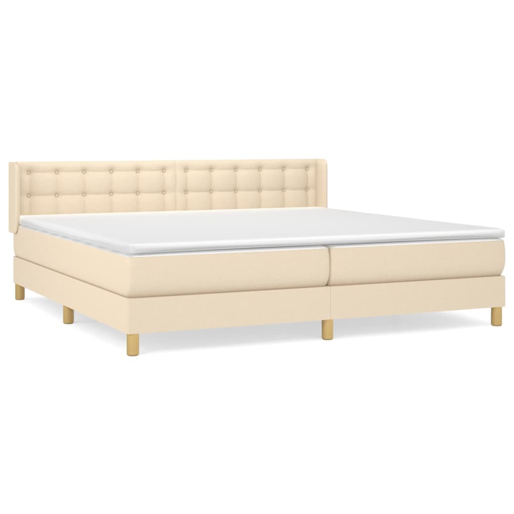 Κρεβάτι Boxspring με Στρώμα Κρεμ 180x200 εκ. Υφασμάτινο