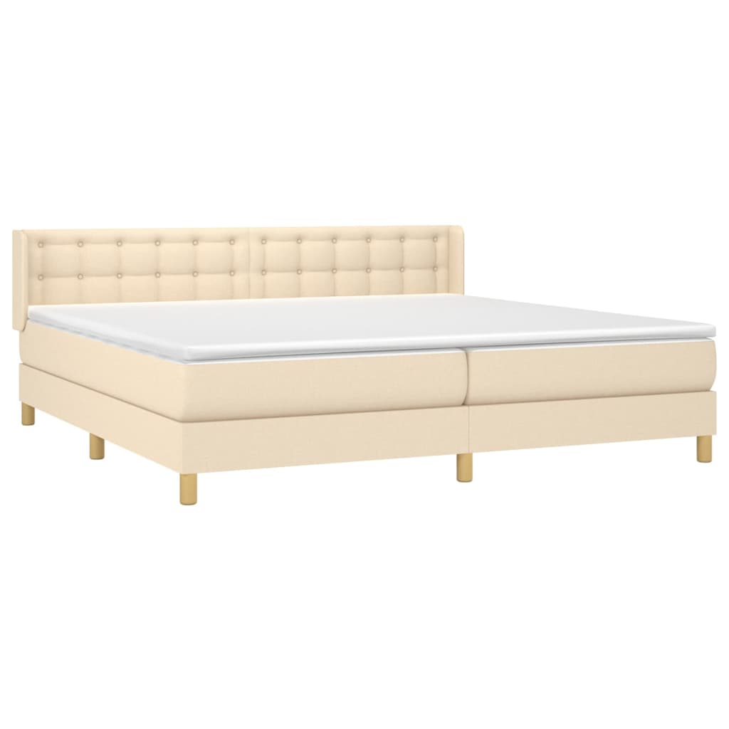 Κρεβάτι Boxspring με Στρώμα Κρεμ 180x200 εκ. Υφασμάτινο