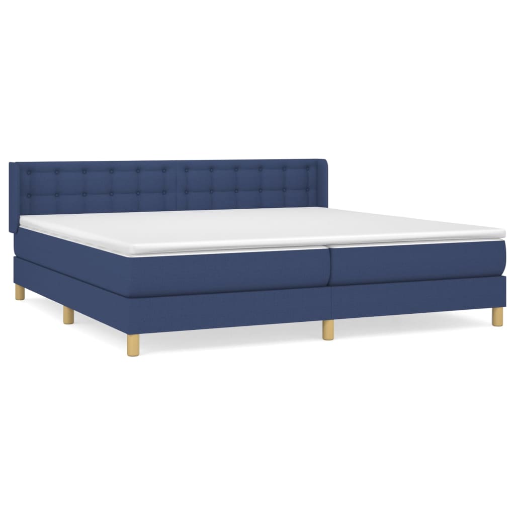 Κρεβάτι Boxspring με Στρώμα Μπλε 180x200 εκ. Υφασμάτινο