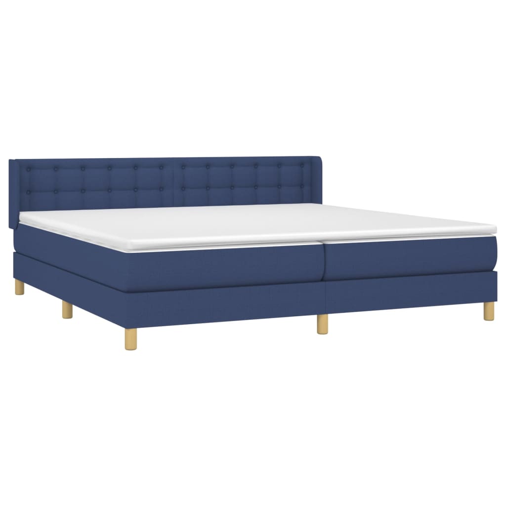 Κρεβάτι Boxspring με Στρώμα Μπλε 180x200 εκ. Υφασμάτινο