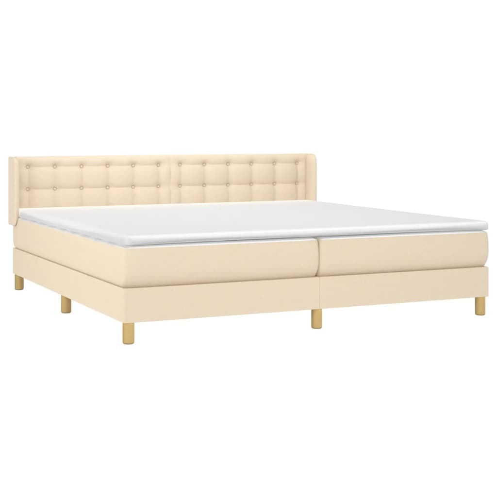 Κρεβάτι Boxspring με Στρώμα Κρεμ 200x200 εκ. Υφασμάτινο
