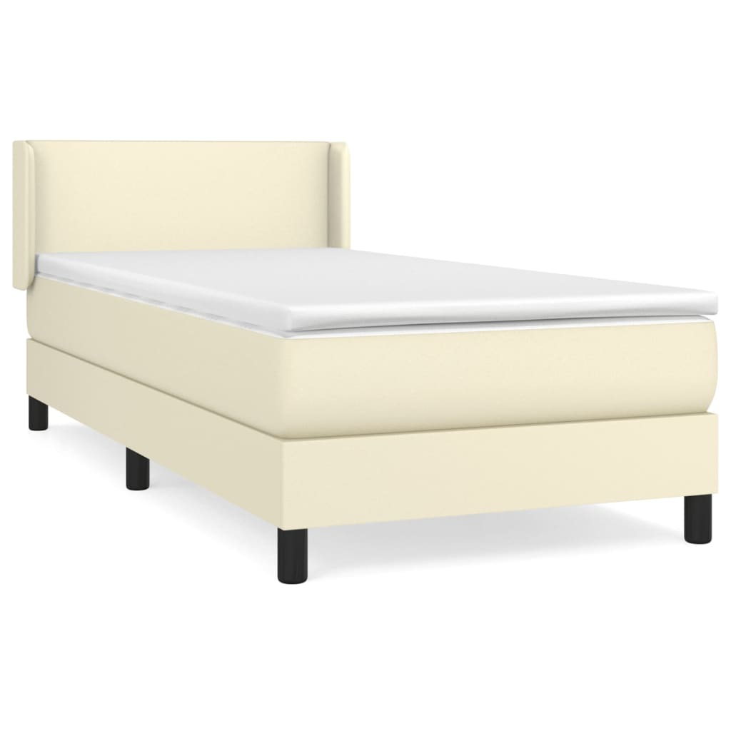 Κρεβάτι Boxspring με Στρώμα Κρεμ 80 x 200 εκ. Συνθετικό Δέρμα - Pakobazaar