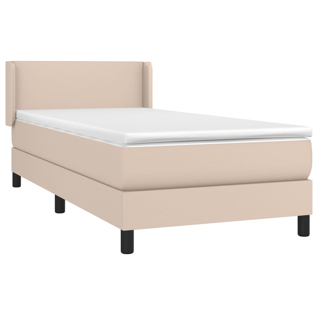 Κρεβάτι Boxspring με Στρώμα Καπουτσίνο 80x200 εκ. Συνθ. Δέρμα