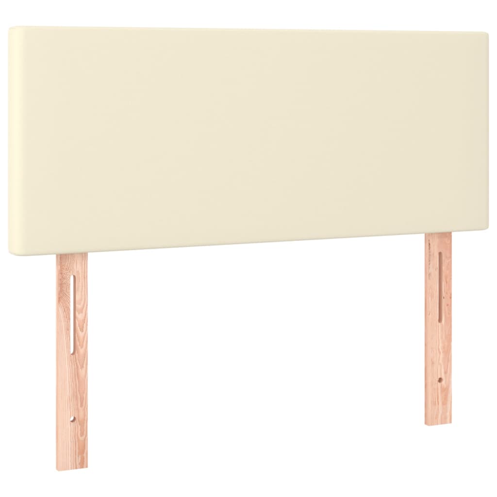 Κρεβάτι Boxspring με Στρώμα Κρεμ 90x190 εκ. από Συνθετικό Δέρμα - Pakobazaar