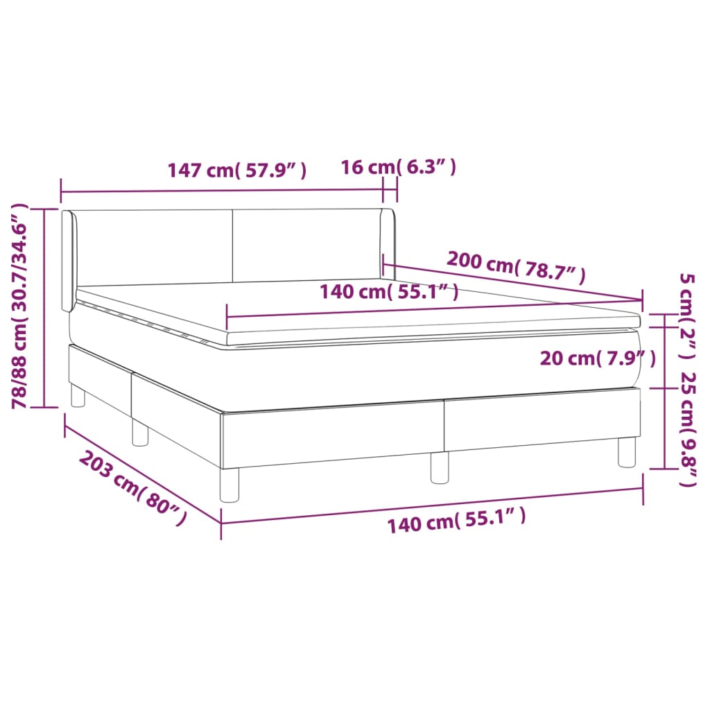 Κρεβάτι Boxspring με Στρώμα Καφέ 140x200εκ. από Συνθετικό Δέρμα