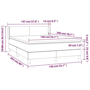 Κρεβάτι Boxspring με Στρώμα Καπουτσίνο 140x200εκ.από Συνθ.Δέρμα - Pakobazaar