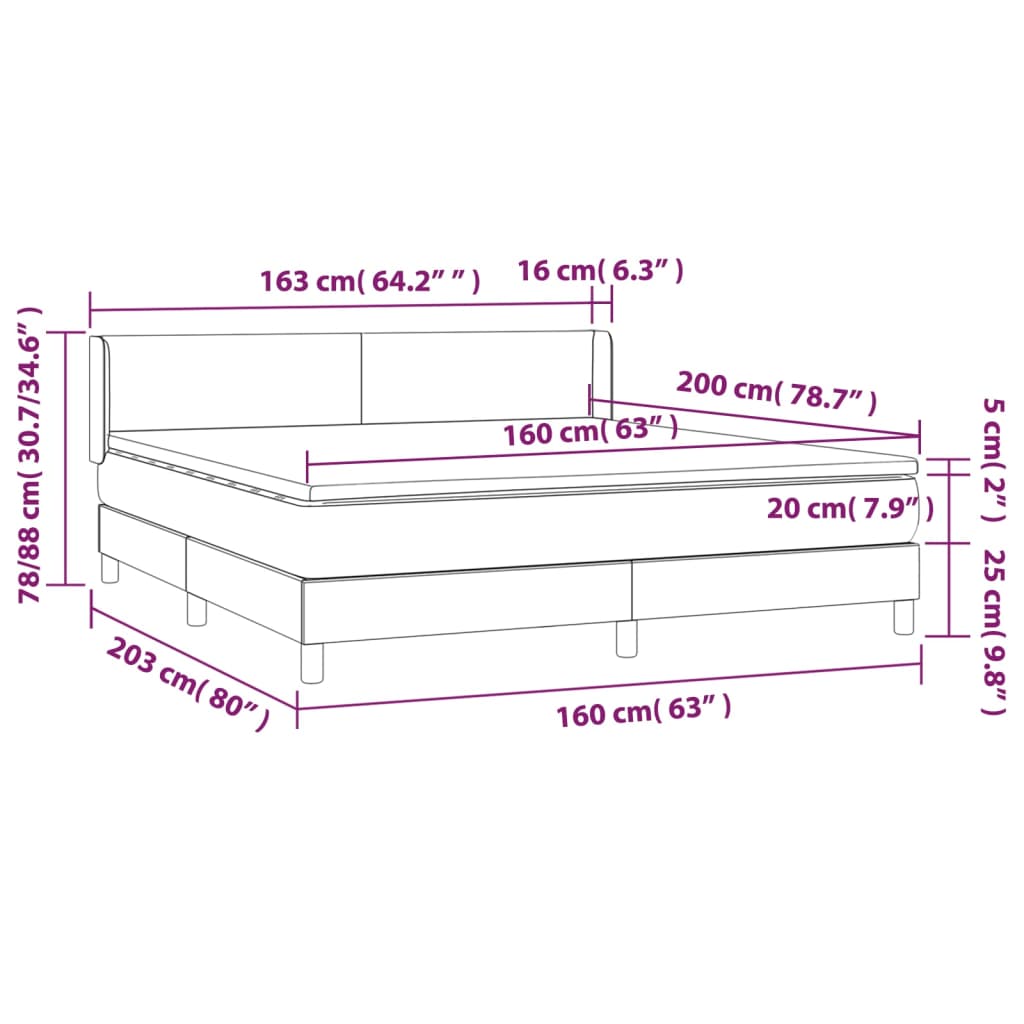 Κρεβάτι Boxspring με Στρώμα Καφέ 160x200εκ. από Συνθετικό Δέρμα - Pakobazaar