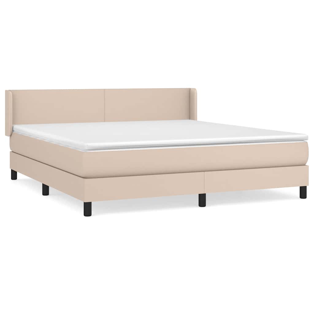 Κρεβάτι Boxspring με Στρώμα Καπουτσίνο 160x200εκ.από Συνθ.Δέρμα