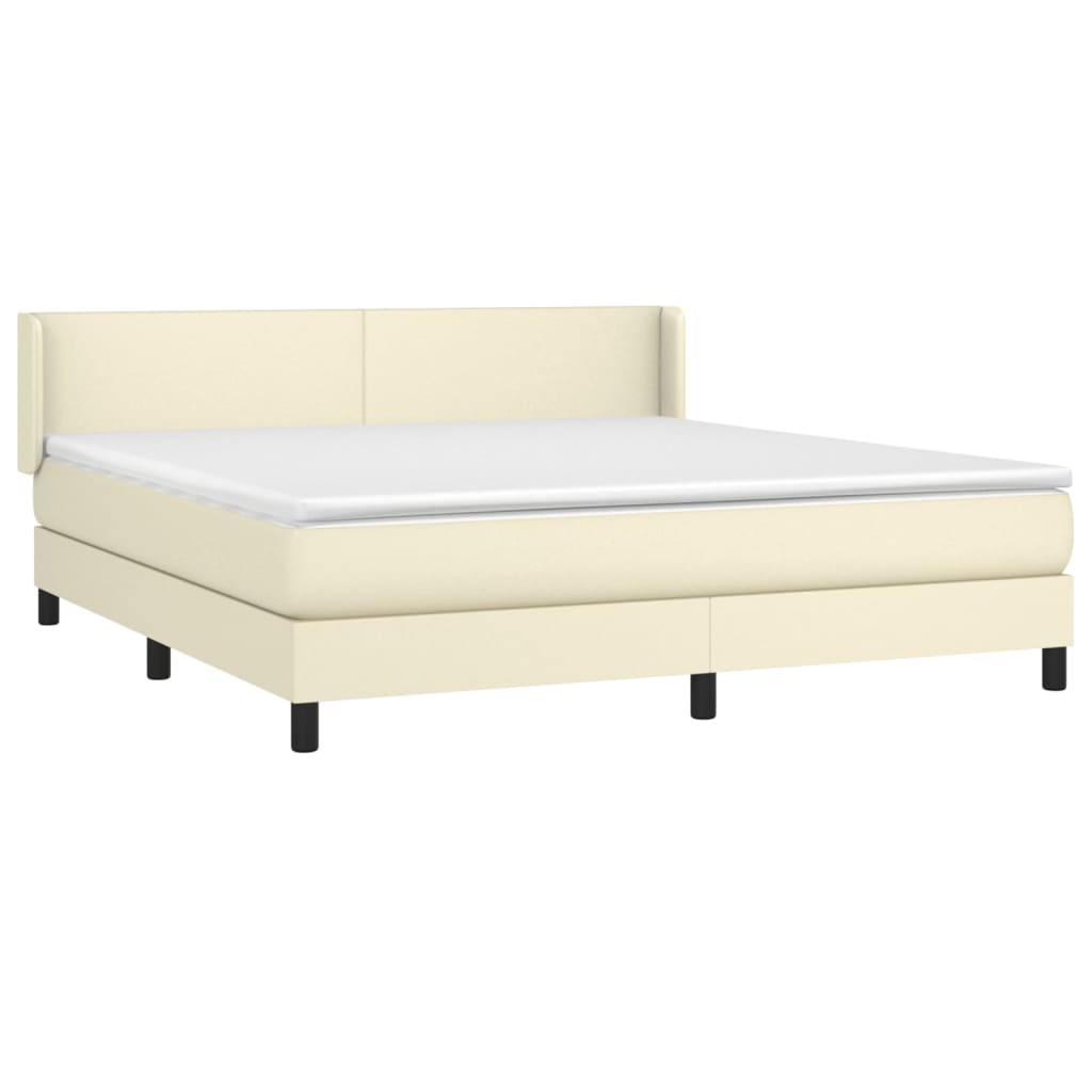 Κρεβάτι Boxspring με Στρώμα Κρεμ 180x200 εκ. Συνθετικό Δέρμα - Pakobazaar
