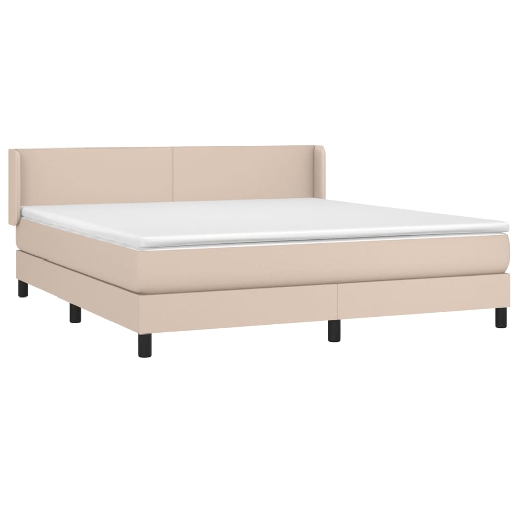 Κρεβάτι Boxspring με Στρώμα Καπουτσίνο 180x200 εκ. Συνθ. Δέρμα