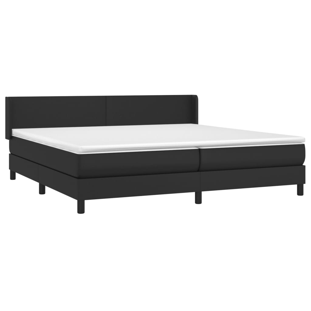Κρεβάτι Boxspring με Στρώμα Μαύρο 200x200 εκ. Συνθετικό Δέρμα