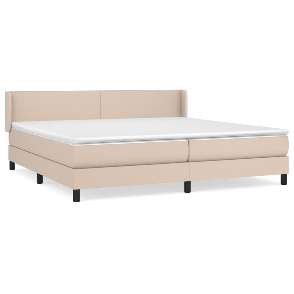 Κρεβάτι Boxspring με Στρώμα Καπουτσίνο 200x200εκ.από Συνθ.Δέρμα - Pakobazaar