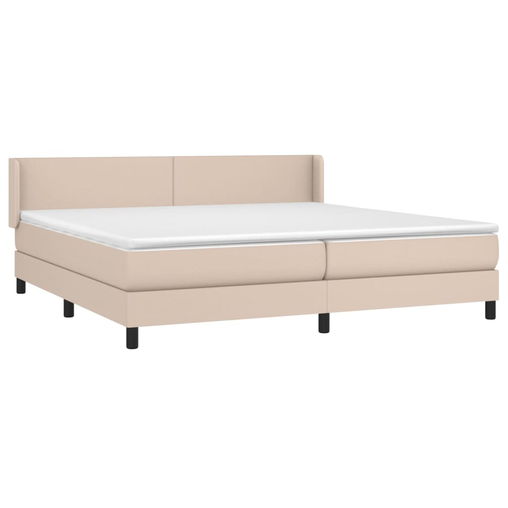 Κρεβάτι Boxspring με Στρώμα Καπουτσίνο 200x200εκ.από Συνθ.Δέρμα - Pakobazaar