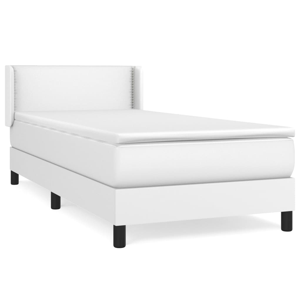 Κρεβάτι Boxspring με Στρώμα Λευκό 80 x 200 εκ. Συνθετικό Δέρμα - Pakobazaar