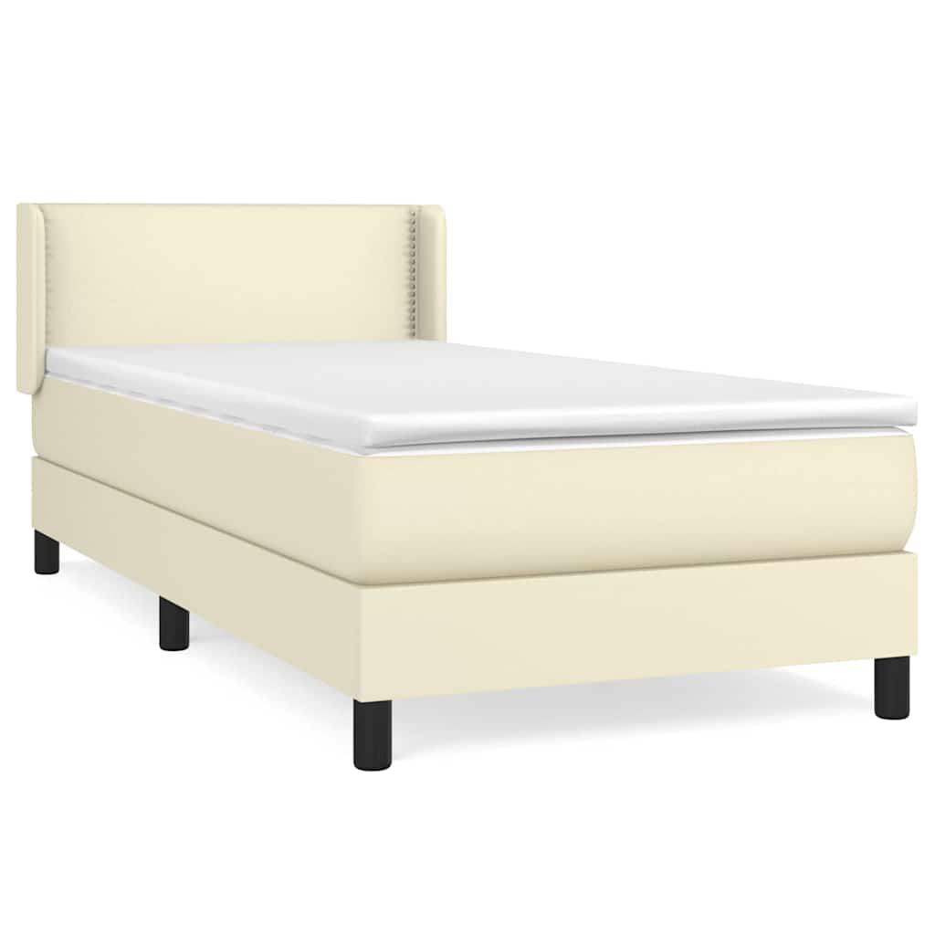 Κρεβάτι Boxspring με Στρώμα Κρεμ 80 x 200 εκ. Συνθετικό Δέρμα