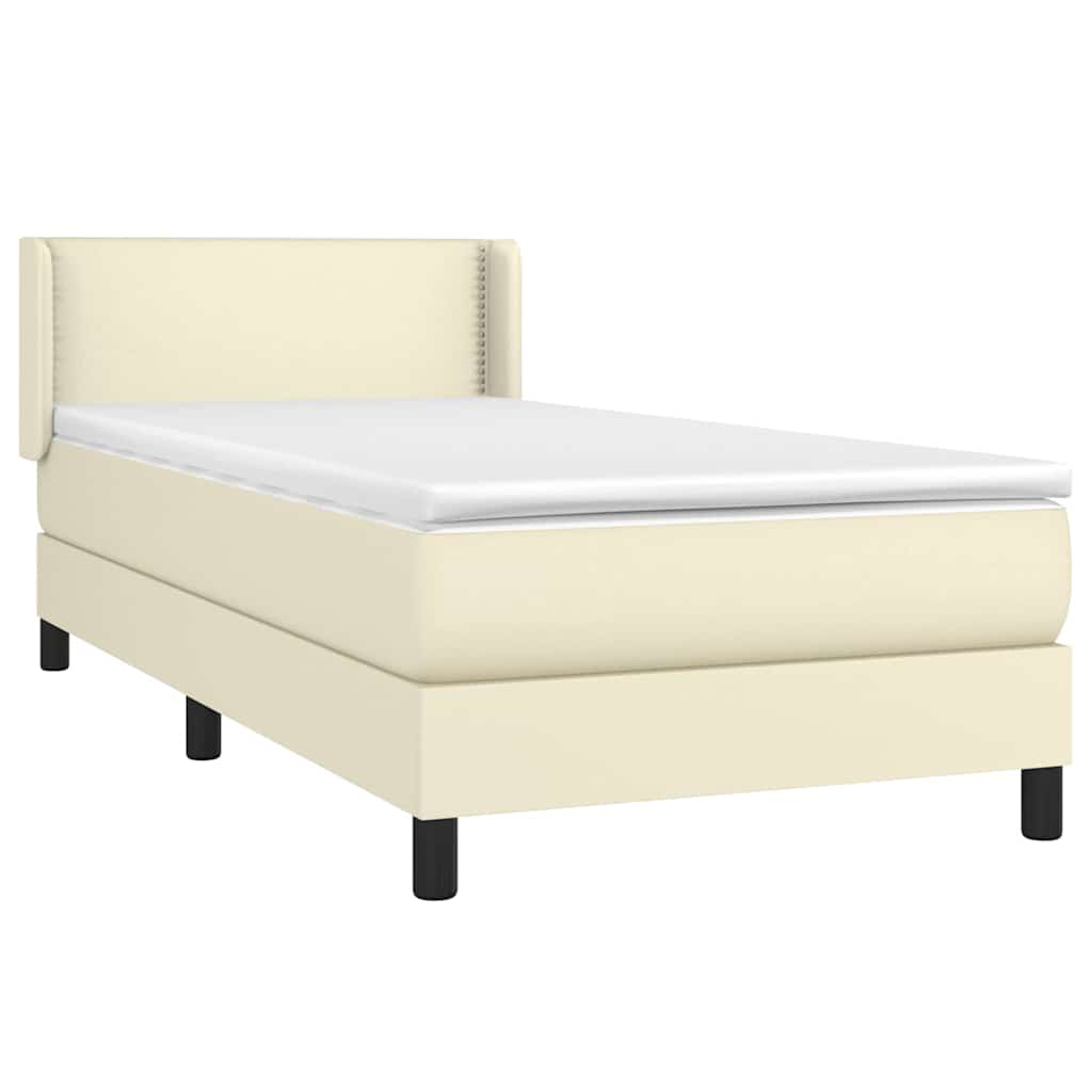 Κρεβάτι Boxspring με Στρώμα Κρεμ 80 x 200 εκ. Συνθετικό Δέρμα