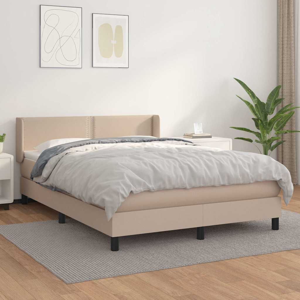 Κρεβάτι Boxspring με Στρώμα Καπουτσίνο 140x190εκ.από Συνθ.Δέρμα