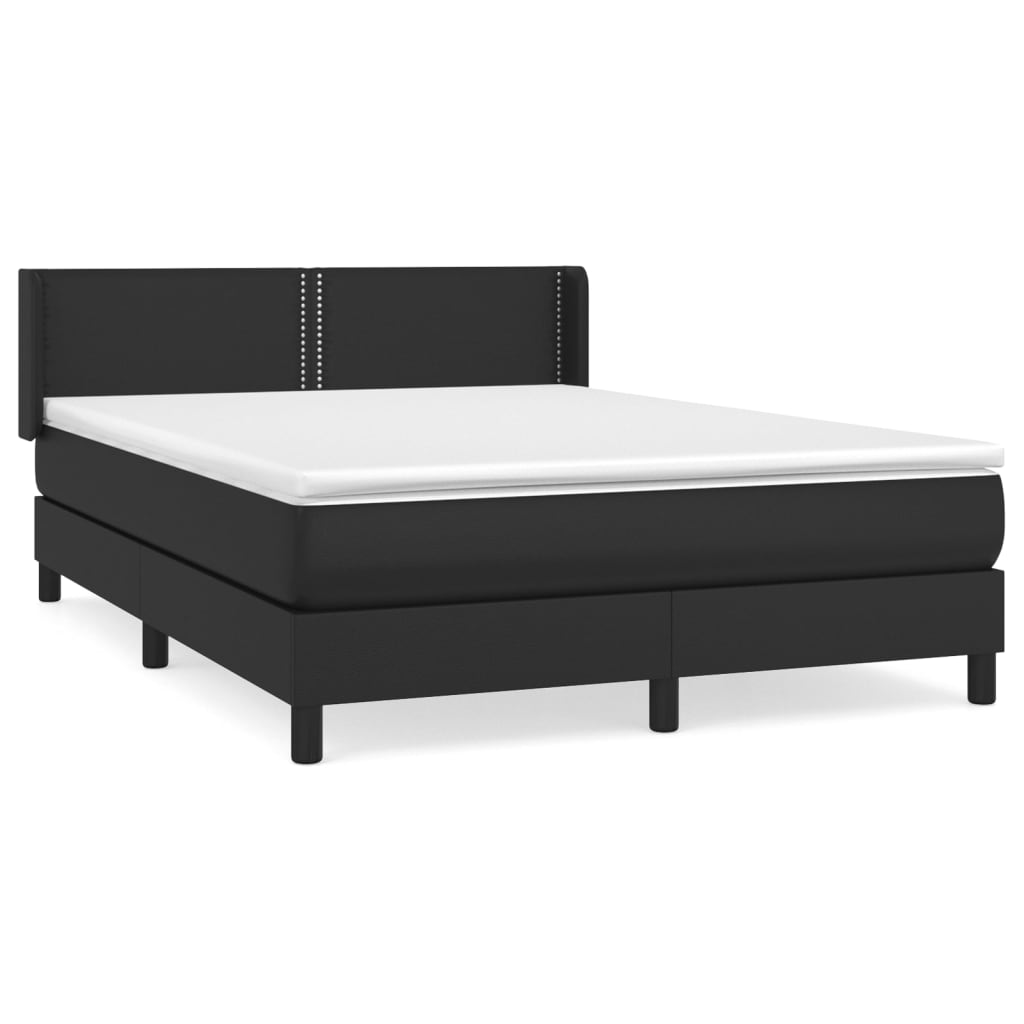 Κρεβάτι Boxspring με Στρώμα Μαύρο 140x200εκ.από Συνθετικό Δέρμα - Pakobazaar