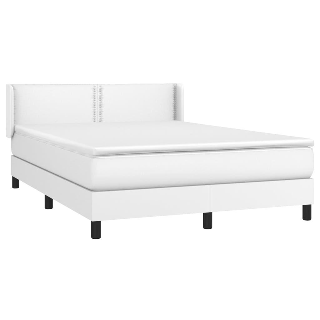 Κρεβάτι Boxspring με Στρώμα Λευκό 140x200εκ.από Συνθετικό Δέρμα - Pakobazaar