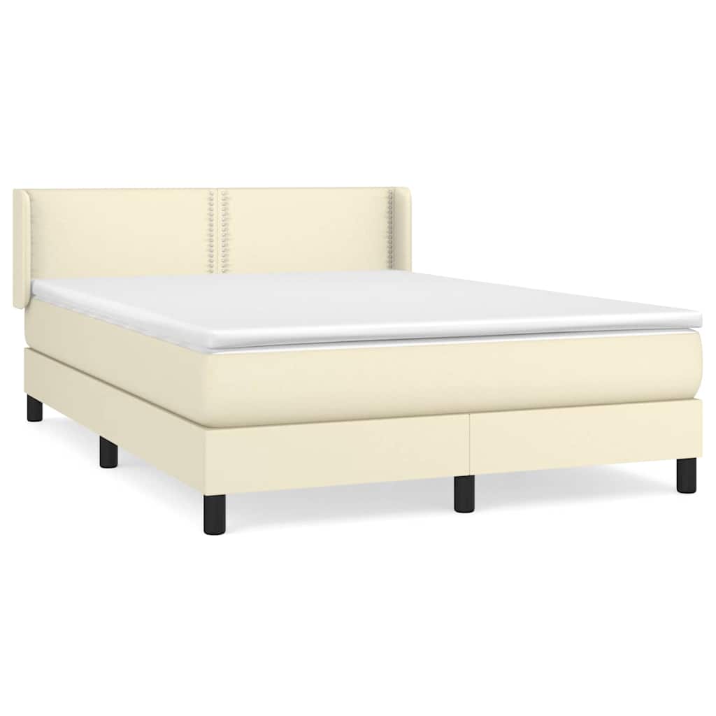 Κρεβάτι Boxspring με Στρώμα Κρεμ 140x200εκ. από Συνθετικό Δέρμα