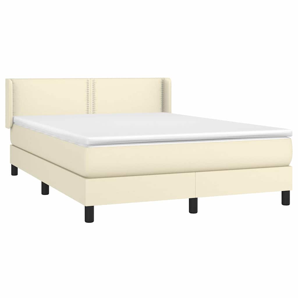 Κρεβάτι Boxspring με Στρώμα Κρεμ 140x200εκ. από Συνθετικό Δέρμα