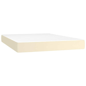 Κρεβάτι Boxspring με Στρώμα Κρεμ 140x200εκ. από Συνθετικό Δέρμα
