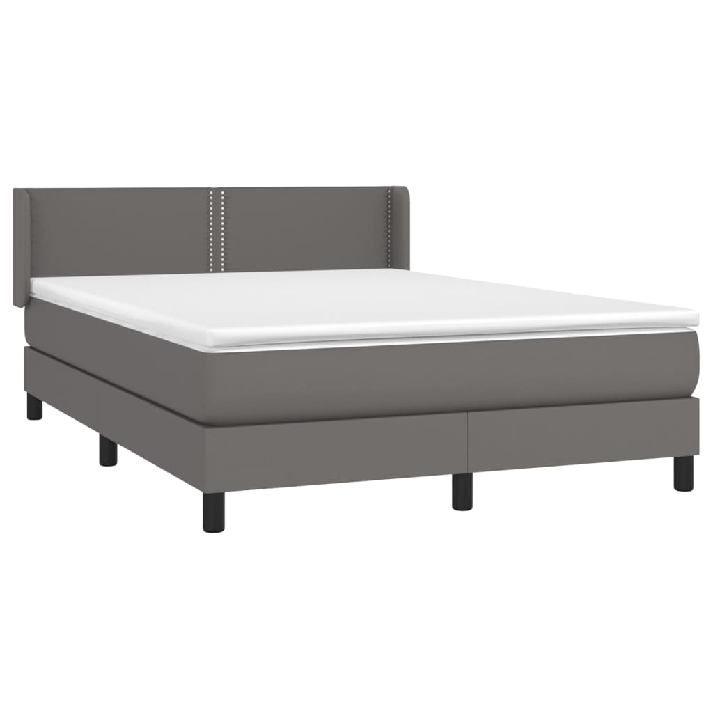 Κρεβάτι Boxspring με Στρώμα Γκρι 140x200εκ. από Συνθετικό Δέρμα