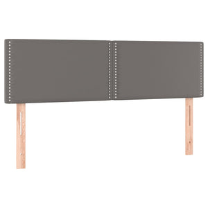 Κρεβάτι Boxspring με Στρώμα Γκρι 140x200εκ. από Συνθετικό Δέρμα