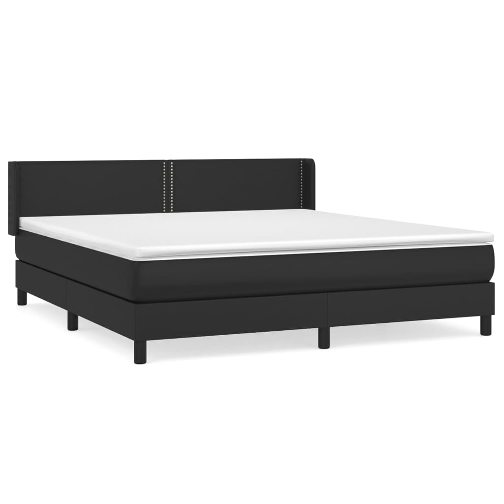 Κρεβάτι Boxspring με Στρώμα Μαύρο 160x200εκ.από Συνθετικό Δέρμα