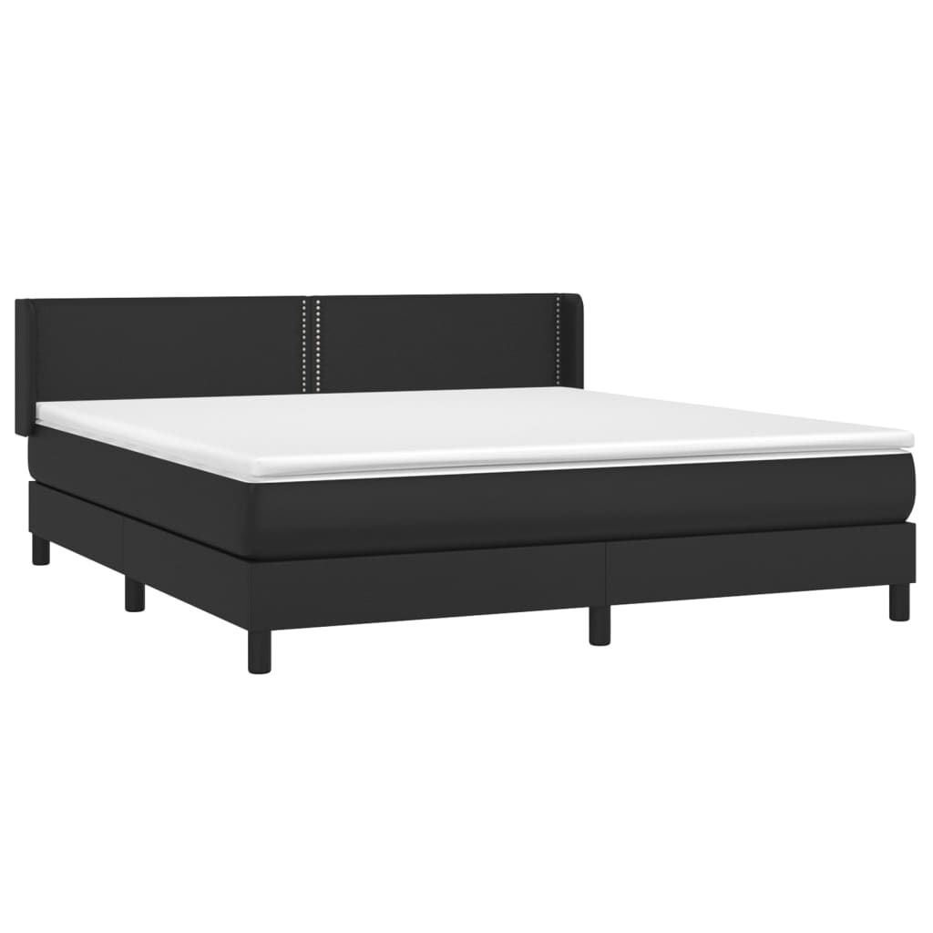Κρεβάτι Boxspring με Στρώμα Μαύρο 160x200εκ.από Συνθετικό Δέρμα