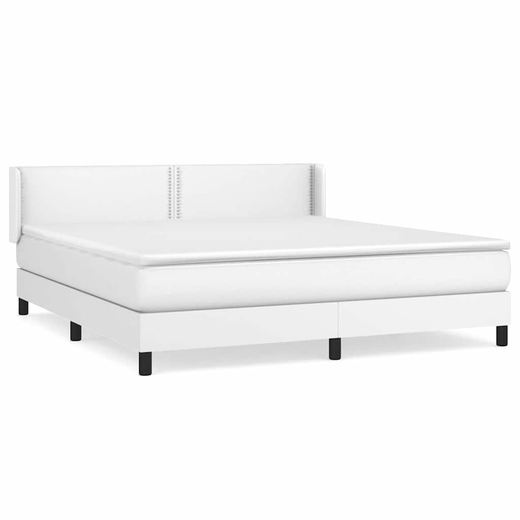 Κρεβάτι Boxspring με Στρώμα Λευκό 160x200εκ.από Συνθετικό Δέρμα