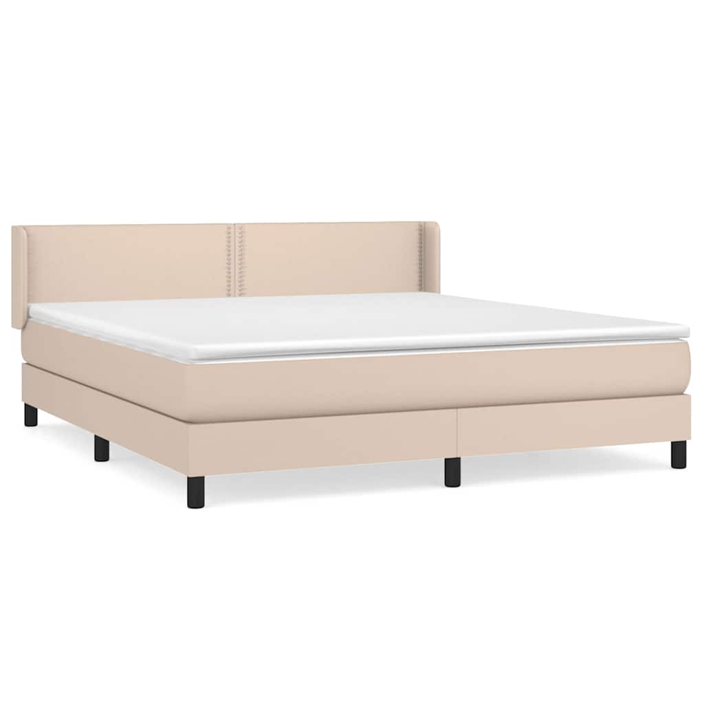 Κρεβάτι Boxspring με Στρώμα Καπουτσίνο 160x200εκ.από Συνθ.Δέρμα